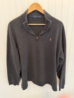 Polo Ralph Lauren Gray Quarter-Zip Pullover with Tan Pony Size XL